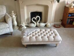 100 cm X 54 Oxford Chesterfield Footstool Deep Buttoned Chenille Velvet Coffee Table Footstool. Delivery To UK Only