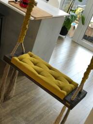 Adult Wooden Swing Mustard Upholstered Seat, Bespoke Size - thumbnail 1