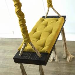 Adult Wooden Swing Mustard Upholstered Seat, Bespoke Size - thumbnail 3