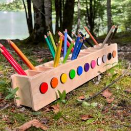 stifteheld Regenbogen, Montesorri Pencil Holder For Children, Kindergarten Gift, Child Desk Organizer, Cup With Name - thumbnail 3