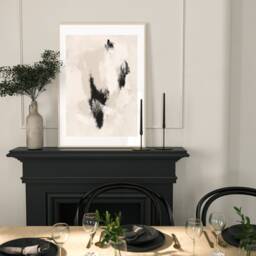 Set Of 3 Geometric Abstract Art Prints, Black Neutral Beige, Living Room Wall Posters Home Decor, A5, A4, A3 A3+ A2 Sizes, Fast Delivery - thumbnail 3
