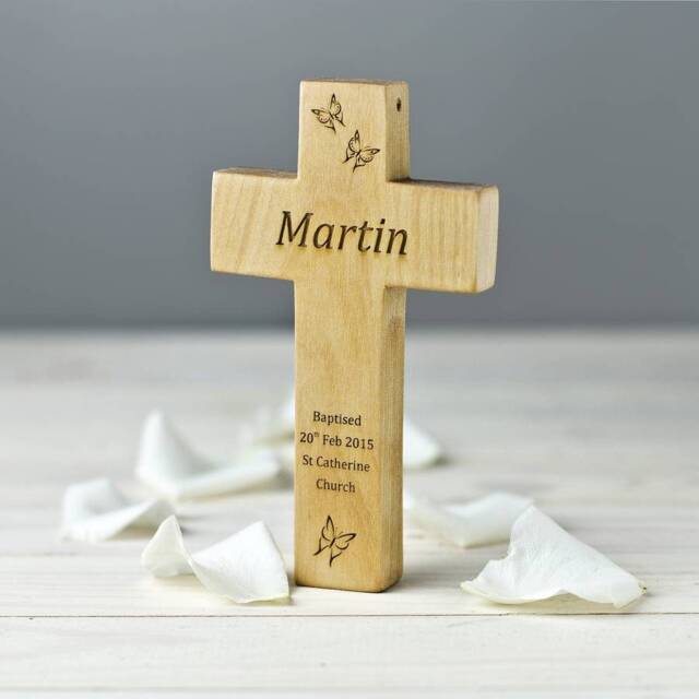 Christian Wooden Cross - Cross Wall Hanging, Personalized Cross, Gift For Christening, Christian Wall, Religious Gifts, Wood - image 1