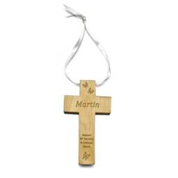 Christian Wooden Cross - Cross Wall Hanging, Personalized Cross, Gift For Christening, Christian Wall, Religious Gifts, Wood - thumbnail 2