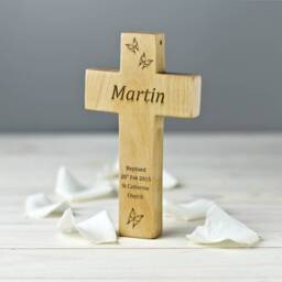 Christian Wooden Cross - Cross Wall Hanging, Personalized Cross, Gift For Christening, Christian Wall, Religious Gifts, Wood - thumbnail 1