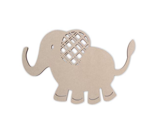 Wooden Elephant Plaid Cutout Unfinished Mdf Wall Art - image 1