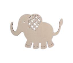 Wooden Elephant Plaid Cutout Unfinished Mdf Wall Art - thumbnail 1