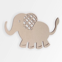 Wooden Elephant Plaid Cutout Unfinished Mdf Wall Art - thumbnail 3