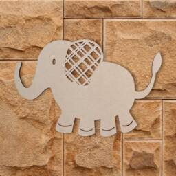 Wooden Elephant Plaid Cutout Unfinished Mdf Wall Art - thumbnail 4