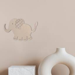 Wooden Elephant Plaid Cutout Unfinished Mdf Wall Art - thumbnail 2