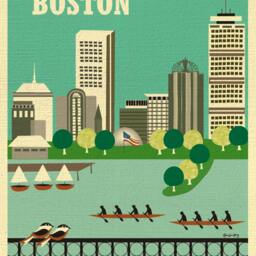 Boston Skyline Print Wall Art, Vertical Print, Poster, Nursery, Wedding Gift, - Style E8-O-Bosv - thumbnail 2