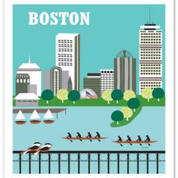 Boston Skyline Print Wall Art, Vertical Print, Poster, Nursery, Wedding Gift, - Style E8-O-Bosv - thumbnail 3