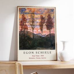 Egon Schiele Poster, Four Trees, Art Print, Trees Nature Floral Wall Decor, A1/A2/A3/A4 - thumbnail 3