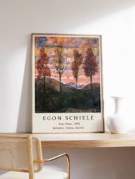 Egon Schiele Poster, Four Trees, Art Print, Trees Nature Floral Wall Decor, A1/A2/A3/A4 - thumbnail 1