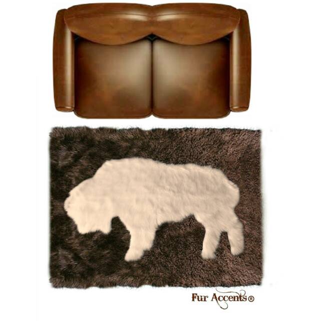 Buffalo Faux Fur Area Rug - Western Home Decor, Hand Sewn - image 1