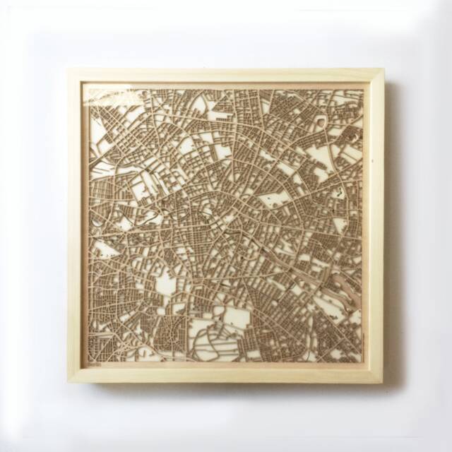 Berlin Wooden Map - Laser Cut Pinewood Framed Wall Art - image 1