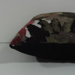 Chenille Decorative Pillow Cover Black, Taupe & Red - 16x16 - thumbnail 2