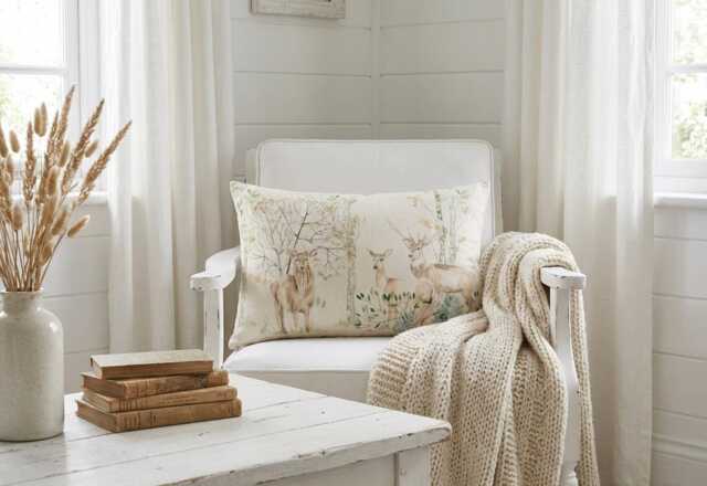 Deer Linen Cushion, Voyage Maison Country Cottage Pillow, 40x60 cms - image 1