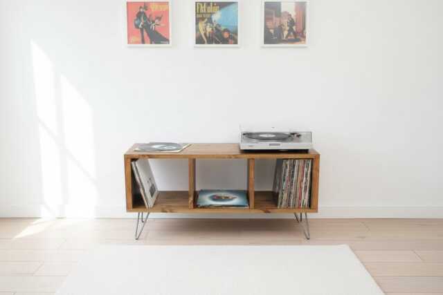 Handcrafted Solid Wood Record Player Stand Vinyl Storage Furniture - image 1