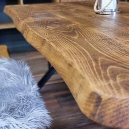 Croxby Xf Rustic Solid Oak Live Edge Dining Table, Rounded Corners, Industrial X Frame Steel Legs - thumbnail 4