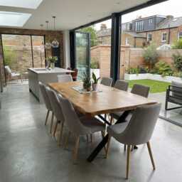 Croxby Xf Live Edge Round Corners Dining Table - Wooden Rustic Industrial Steel Legs Cotswold