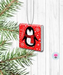 10 Personalised Red Penguin Milk Chocolate Christmas Xmas Tree Decorations