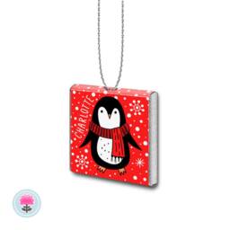 10 Personalised Red Penguin Milk Chocolate Christmas Xmas Tree Decorations - thumbnail 2