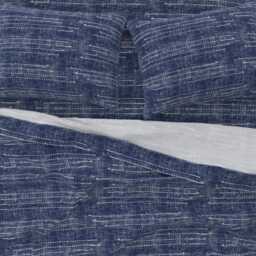 Indigo Lines Sheets - Shibori Stitches By Twigged Navy Elegant Minimal Dotted Cotton Sateen Sheet Set Bedding Spoonflower - thumbnail 3