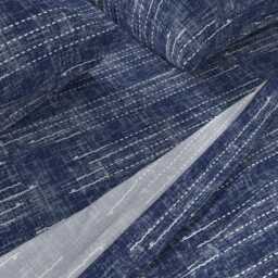 Indigo Lines Sheets - Shibori Stitches By Twigged Navy Elegant Minimal Dotted Cotton Sateen Sheet Set Bedding Spoonflower - thumbnail 2