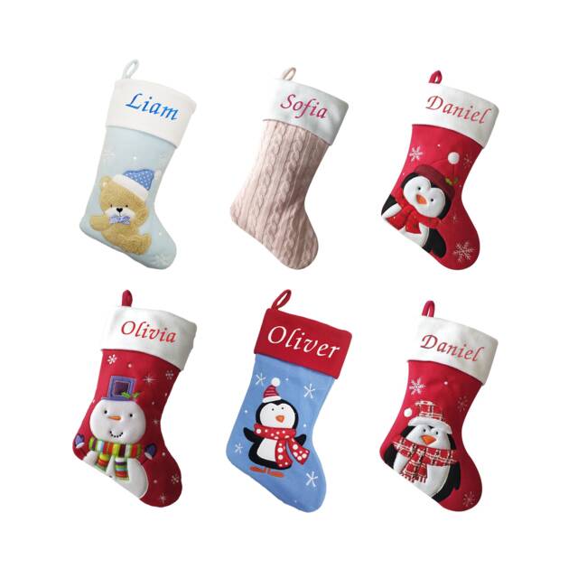 Personalised Christmas Stocking - Embroidered Xmas Family Stockings - image 1