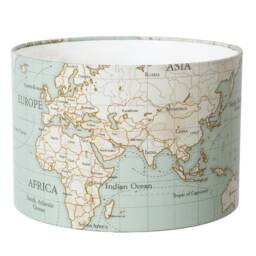 Hand Made Duck Egg Blue Maps Design Lampshade - thumbnail 2