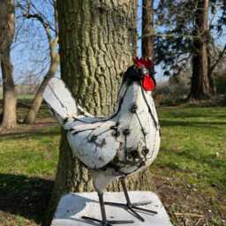 Recycled Metal White Hen - thumbnail 4
