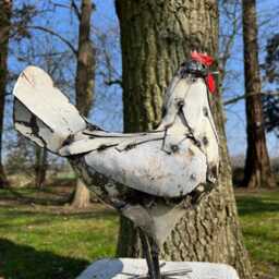 Recycled Metal White Hen - thumbnail 3
