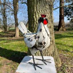 Recycled Metal White Hen