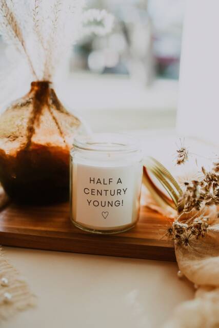 Happy 50Th Birthday Gift - Candle Personalised 50 Fifty - image 1
