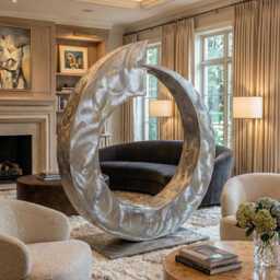 Metal Abstract Sculpture Indoor Or Outdoor Handcrafted Luxury Modern Art - thumbnail 4
