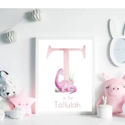 Personalised Dinosaur Print, Nursery Prints, Decor, Girls Bedroom Wall Art, Girl Prints - thumbnail 2