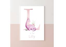Personalised Dinosaur Print, Nursery Prints, Decor, Girls Bedroom Wall Art, Girl Prints - thumbnail 1