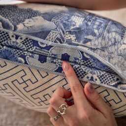 Chinoiserie Chenille Throw Pillow Cover, Double-Sided Oriental Cushion - thumbnail 2