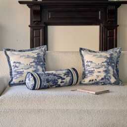 Chinoiserie Chenille Throw Pillow Cover, Double-Sided Oriental Cushion - thumbnail 4