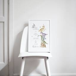 Birth Details Print, New Baby Gift, Dinosaur Personalised Parent Christening Brother Gift - thumbnail 3