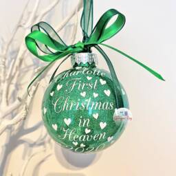 First Christmas in Heaven Bauble 2026, Personalised Memorial Ornament, in Memory Decoration, Remembrance Keepsake - thumbnail 4