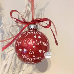 First Christmas in Heaven Bauble 2026, Personalised Memorial Ornament, in Memory Decoration, Remembrance Keepsake
