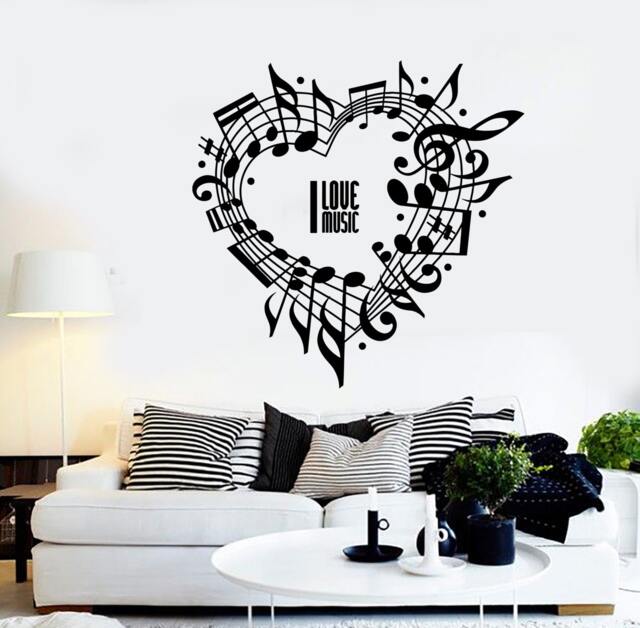Wall Vinyl Music Notes Love For Bedroom Guaranteed Quality Decal Mural Art 1513Dz - image 1