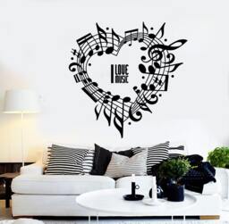 Wall Vinyl Music Notes Love For Bedroom Guaranteed Quality Decal Mural Art 1513Dz - thumbnail 1