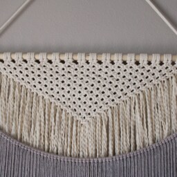 Handmade Macrame Wall Hanging in Ombre Gray Color, Bohemian Home Decor, Handwoven & Dip-Dyed Tapestry, Chic Natural Cotton Art Piece - thumbnail 3