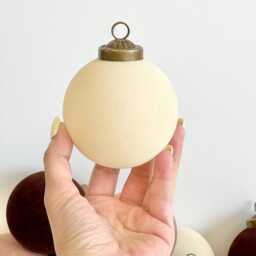 Flocked Christmas Ornaments Creamy, Beige, Brown Colors - 12 Pcs 3, 15 - thumbnail 2