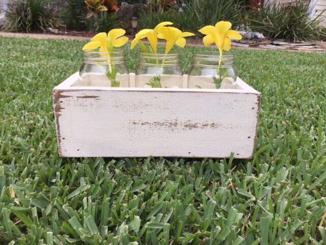Table Top Box, Planter Mason Jar Center Piece, Wood Country Wedding, Jars, Rustic Decor, Storage Box - image 1