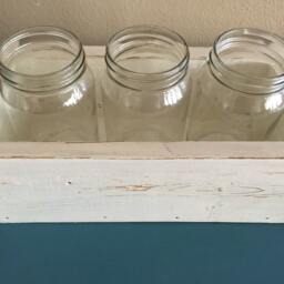 Table Top Box, Planter Mason Jar Center Piece, Wood Country Wedding, Jars, Rustic Decor, Storage Box - thumbnail 3