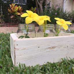 Table Top Box, Planter Mason Jar Center Piece, Wood Country Wedding, Jars, Rustic Decor, Storage Box - thumbnail 2