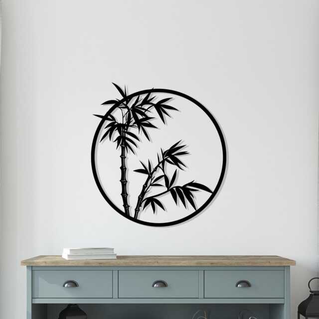 Bamboo Circle Metal Wall Art, Modern Home Decor For Living Room, Unique Birthday Gift - image 1